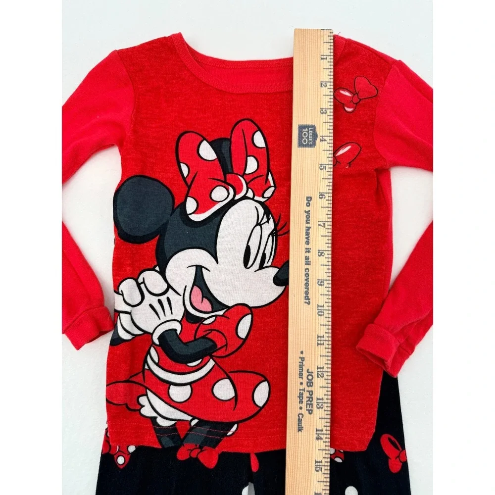 Disney Minnie Mouse Pajama Set Girls 5 6 Red 2 Piece‎ Cotton Sleepwear